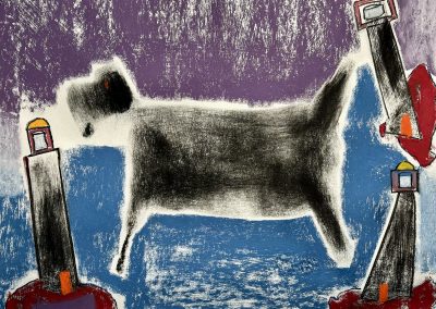 Black Dog with Lighthouses